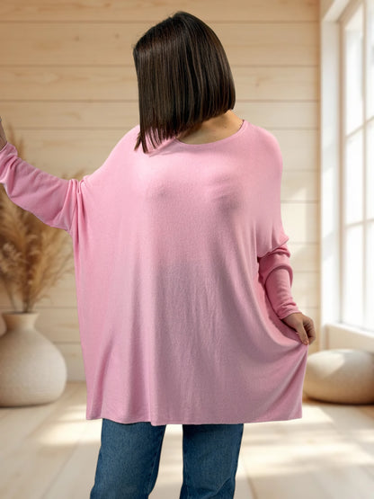 CAPRIO - PULL ROSE EN MAILLE FLUIDE JUSQU'A LA TAILLE 54
