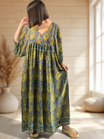 MATHILDA - ROBE LONGUE BOHEME SOIE JUSQU'A LA TAILLE 54