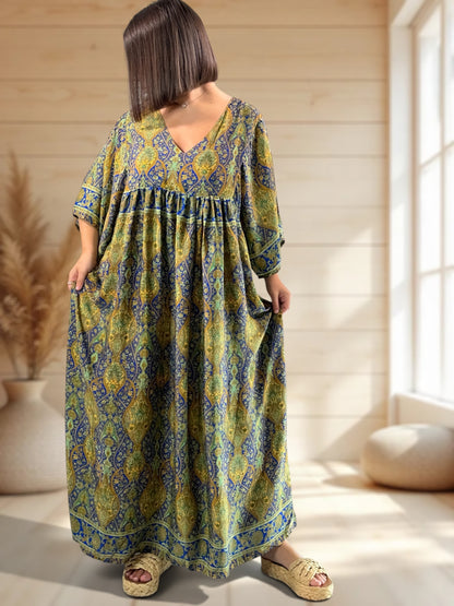 MATHILDA - ROBE LONGUE BOHEME SOIE JUSQU'A LA TAILLE 54