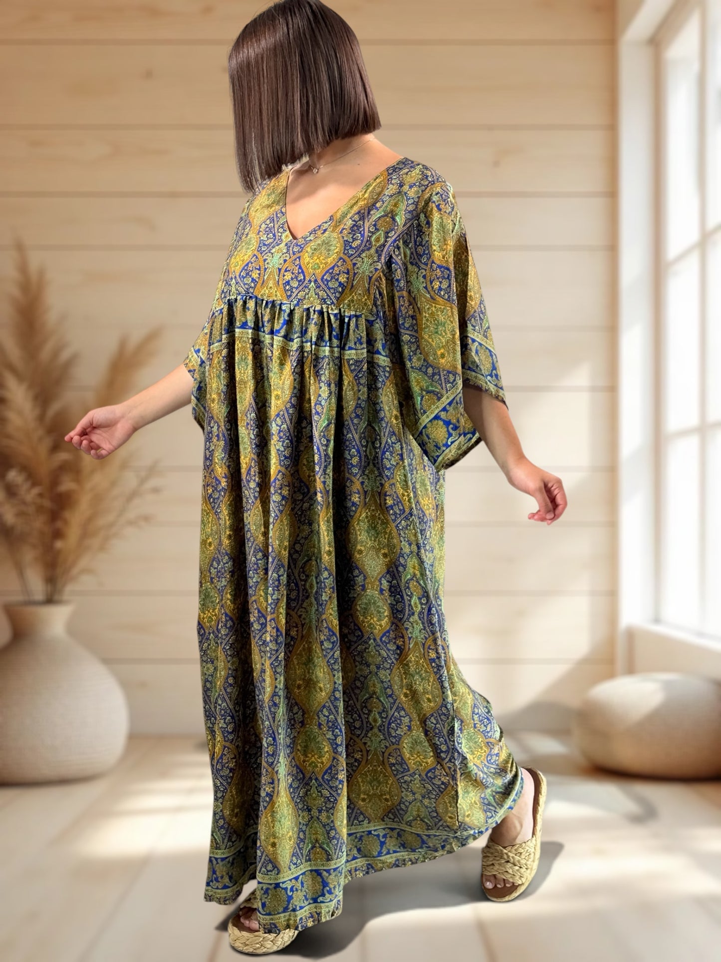 MATHILDA - ROBE LONGUE BOHEME SOIE JUSQU'A LA TAILLE 54