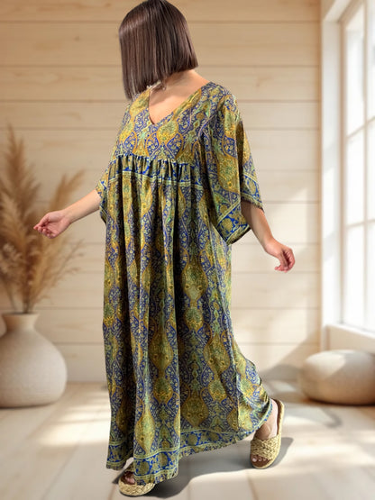 MATHILDA - ROBE LONGUE BOHEME SOIE JUSQU'A LA TAILLE 54