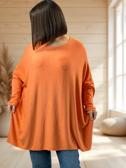CAPRIO - PULL CORAIL EN MAILLE FLUIDE JUSQU'A LA TAILLE 54