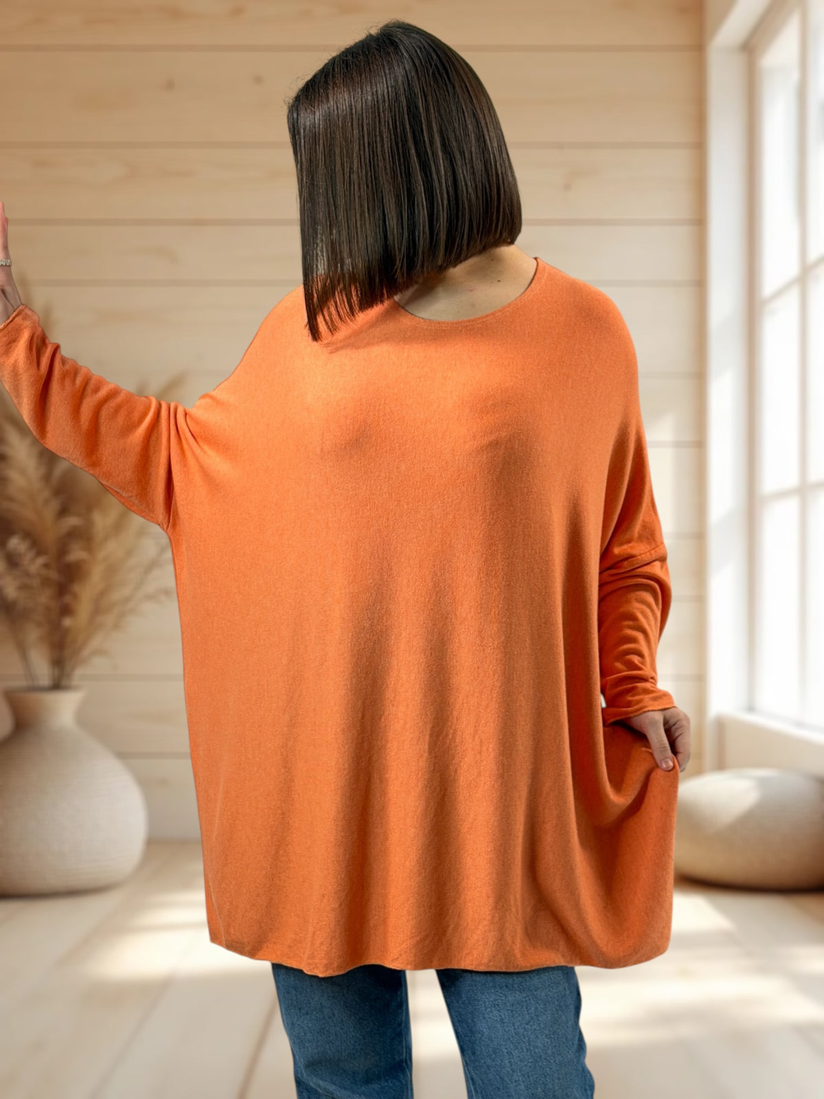 CAPRIO - PULL CORAIL EN MAILLE FLUIDE JUSQU'A LA TAILLE 54