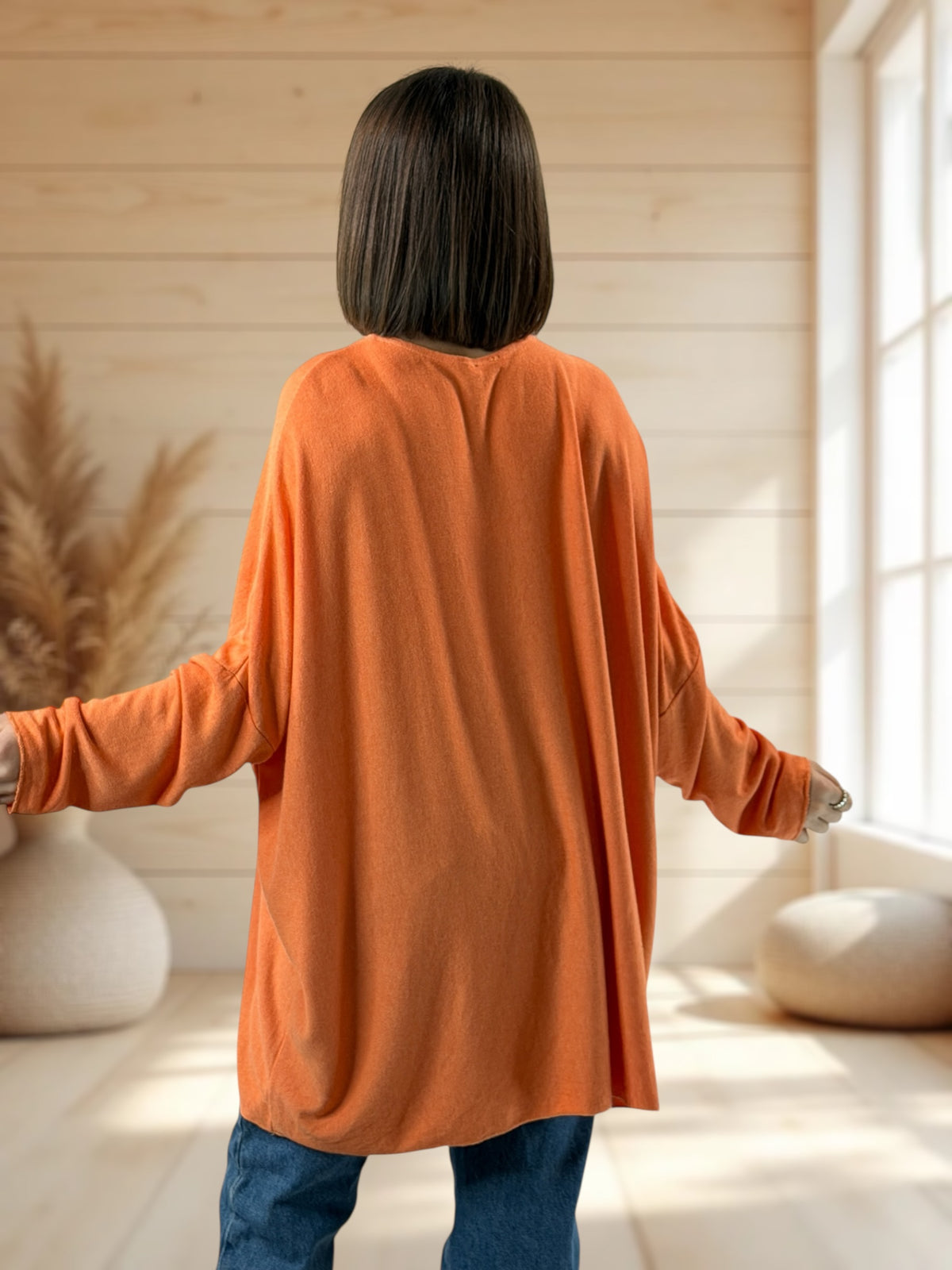 CAPRIO - PULL CORAIL EN MAILLE FLUIDE JUSQU'A LA TAILLE 54