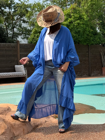 HAPINESS - KIMONO BLEU IMPERIAL OVERSIZE JUSQU'A LA TAILLE 60 (Copie)