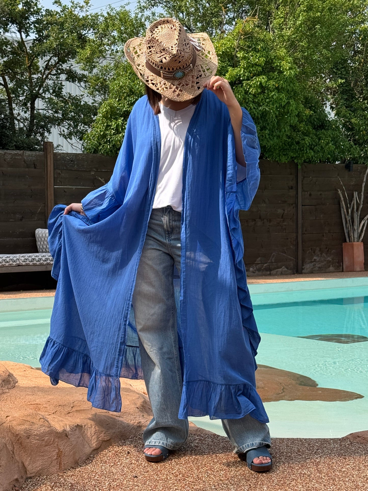 HAPINESS - KIMONO BLEU IMPERIAL OVERSIZE JUSQU'A LA TAILLE 60 (Copie)