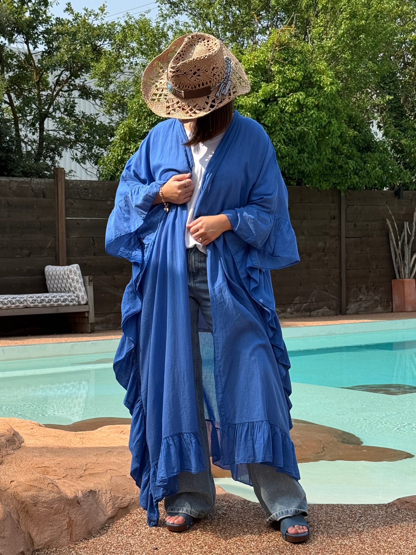 HAPINESS - KIMONO BLEU IMPERIAL OVERSIZE JUSQU'A LA TAILLE 60 (Copie)