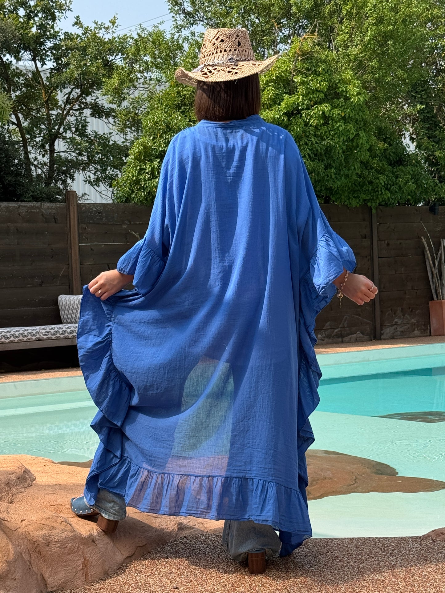 HAPINESS - KIMONO BLEU IMPERIAL OVERSIZE JUSQU'A LA TAILLE 60 (Copie)