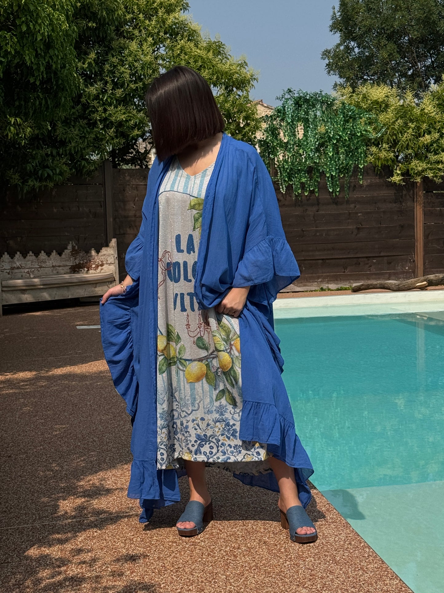HAPINESS - KIMONO BLEU IMPERIAL OVERSIZE JUSQU'A LA TAILLE 60 (Copie)