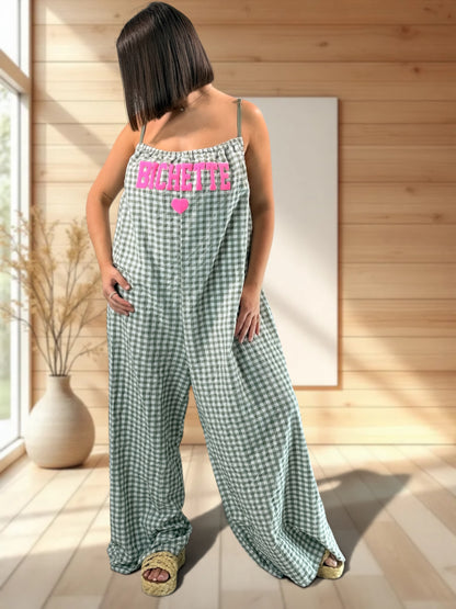 BICHETTE - COMBI OVERSIZE VICHY KAKI JUSQU'A LA TAILLE 56