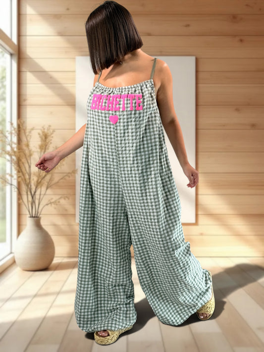 BICHETTE - COMBI OVERSIZE VICHY KAKI JUSQU'A LA TAILLE 56