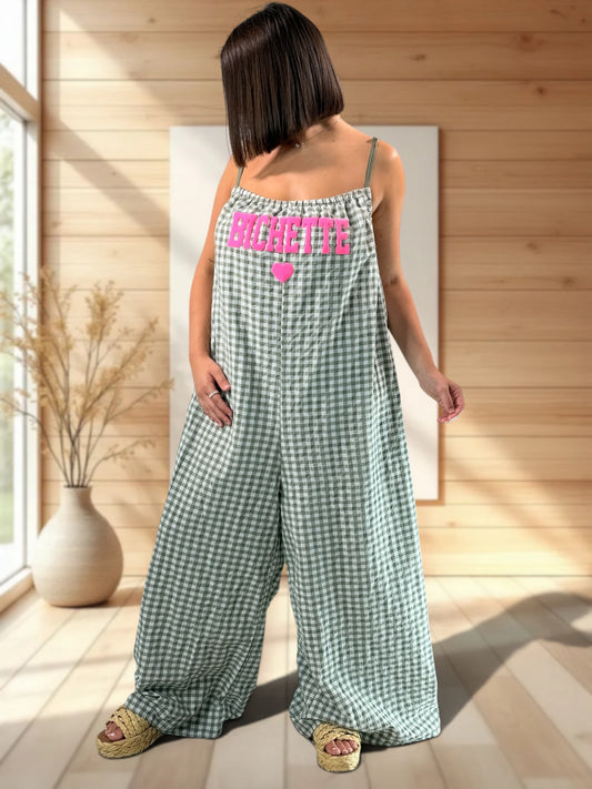 BICHETTE - COMBI OVERSIZE VICHY KAKI JUSQU'A LA TAILLE 56