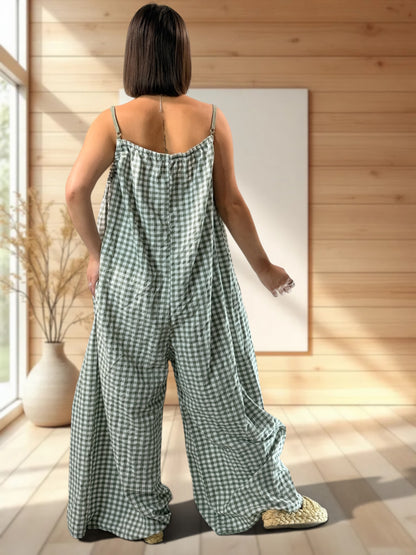 BICHETTE - COMBI OVERSIZE VICHY KAKI JUSQU'A LA TAILLE 56