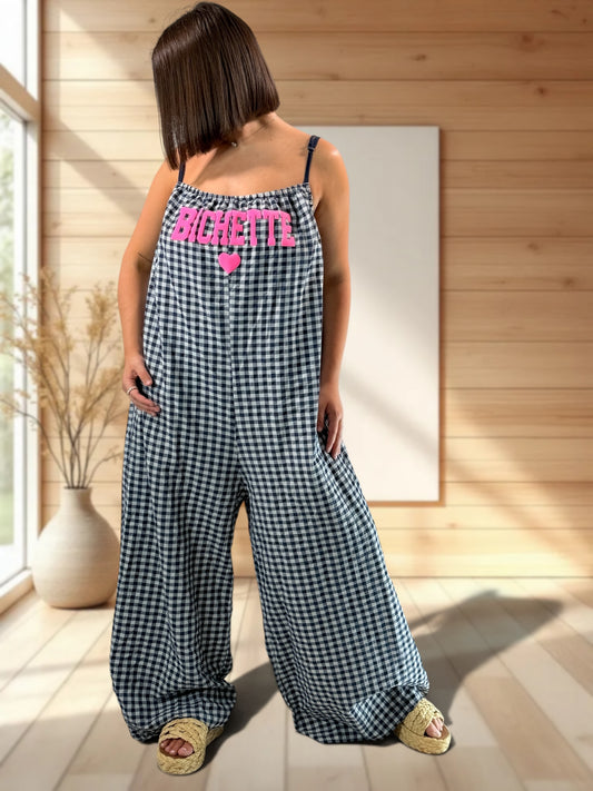 BICHETTE - COMBI OVERSIZE VICHY MARINE JUSQU'A LA TAILLE 56