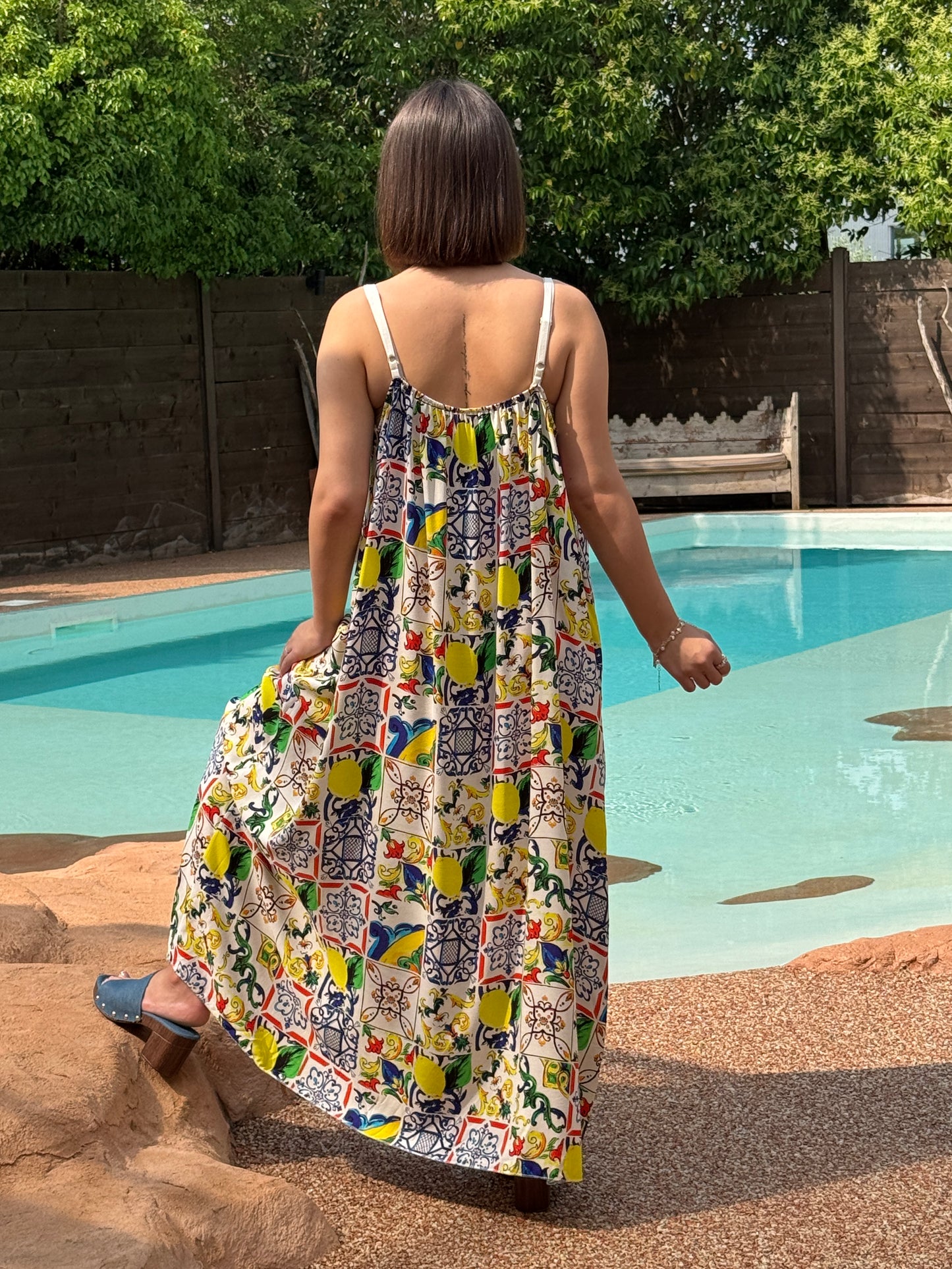 SOLELUNA - ROBE FLUIDE MOTIF CITRON JUSQU'A LA TAILLE 54