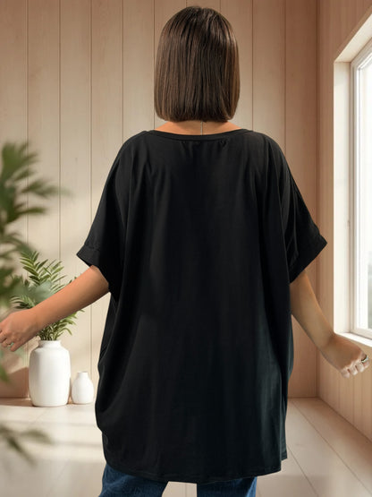 LA DOLCE VITA - T-SHIRT OVERSIZE NOIR JUSQU'A LA TAILLE 46/48 A 56/58