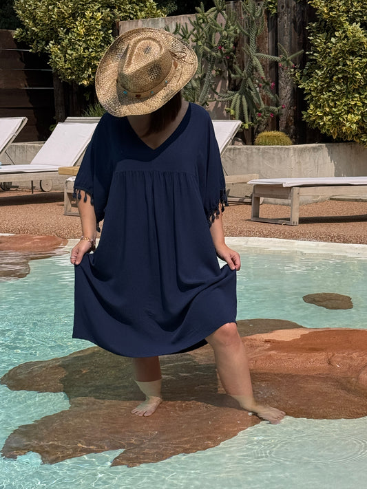 NINON - ROBE TUNIQUE MARINE JUSQU'A LA TAILLE 54