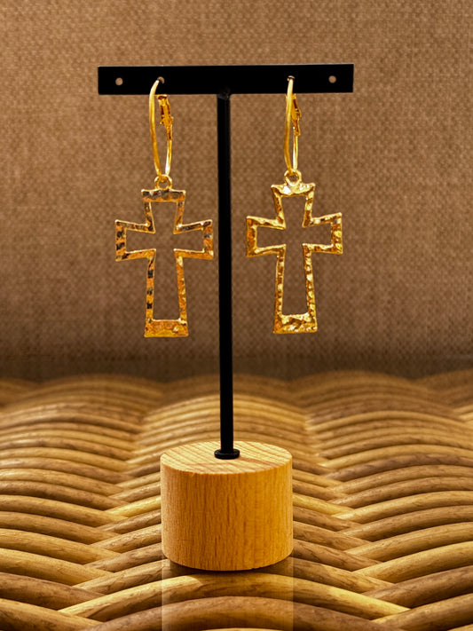 SERENA - BOUCLES D'OREILLES CREOLE ET CROIX