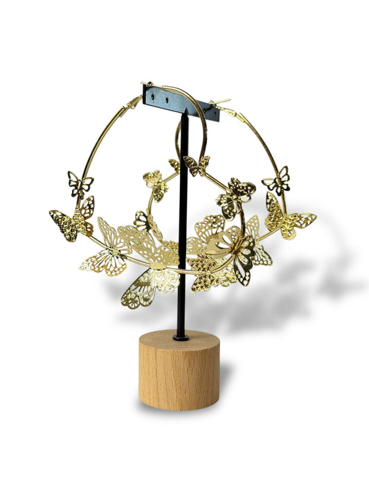 MANON - BOUCLES D'OREILLES CREOLES AVEC PAPILLON