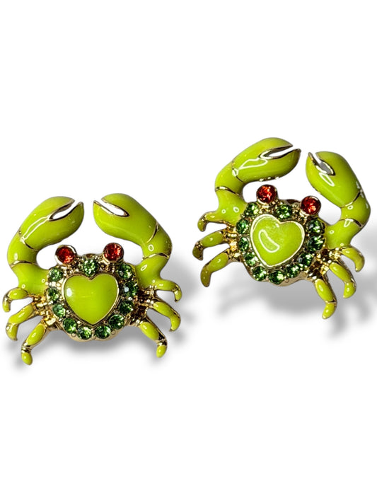 CRABE - BOUCLES D'OREILLES TENDANCE AVEC STRASS