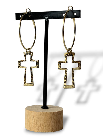 DOROTHY - BOUCLES D'OREILLES CREOLE AVEC CROIX