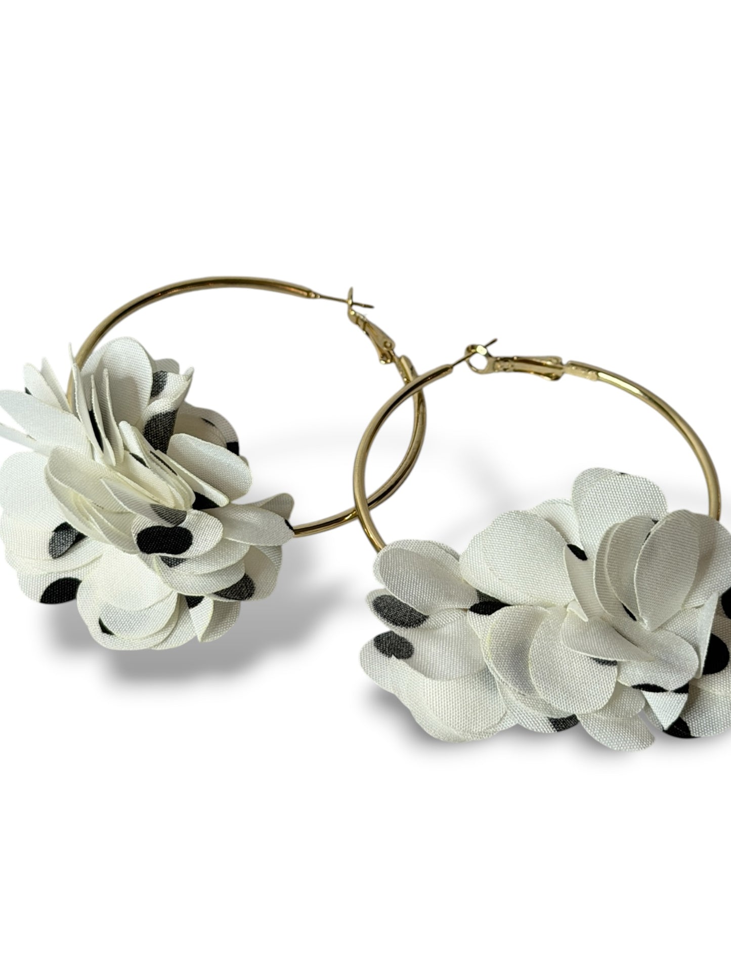 LOLITA - BOUCLES D'OREILLES CREOLES AVEC FLEUR A POIS