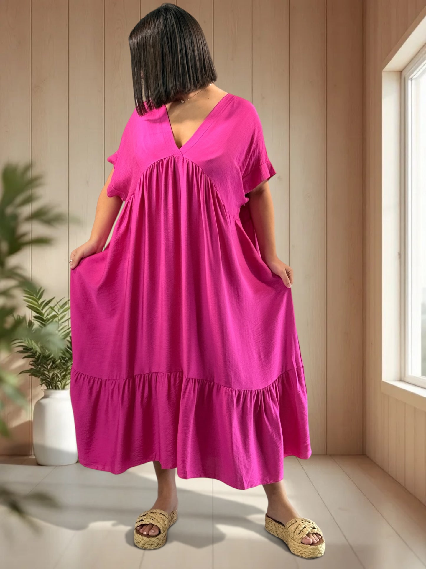 CLOE - ROBE LONGUE FUCHSIA JUSQU'A LA TAILLE 54