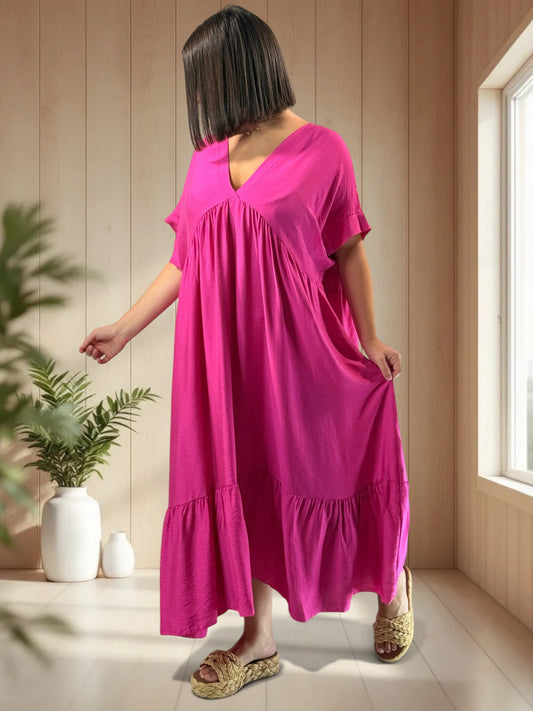 CLOE - ROBE LONGUE FUCHSIA JUSQU'A LA TAILLE 54