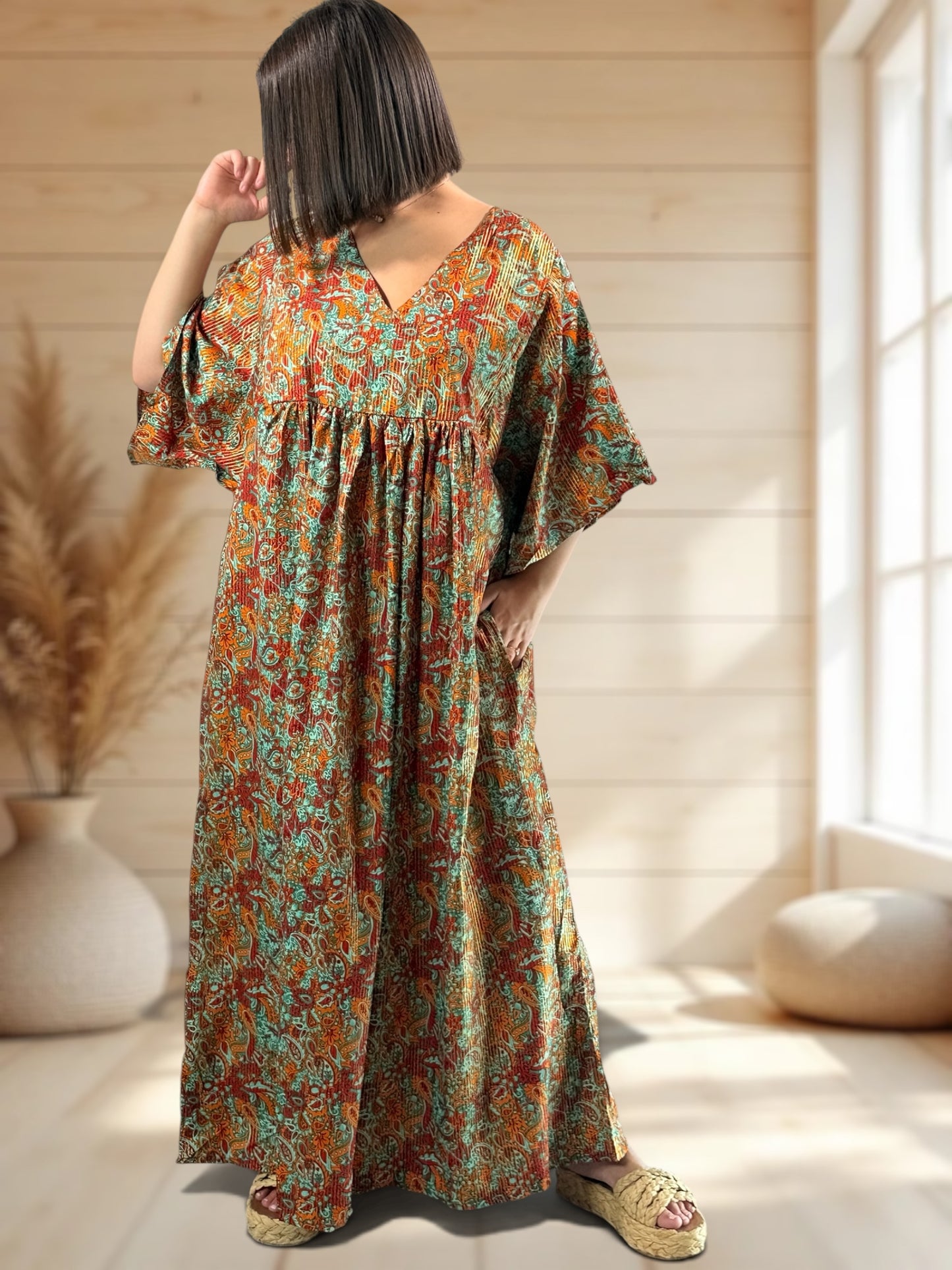 MATHILDA - ROBE LONGUE BOHEME SOIE JUSQU'A LA TAILLE 54