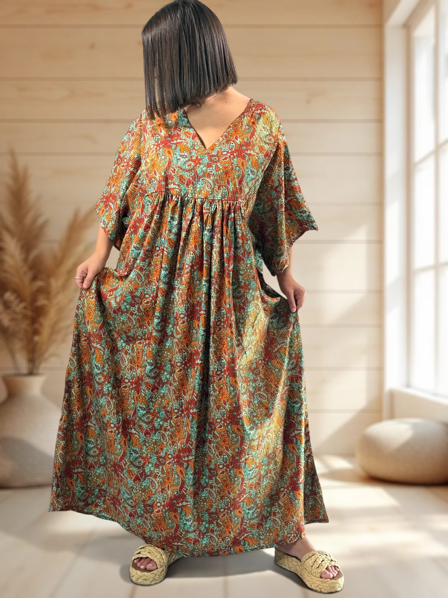 MATHILDA - ROBE LONGUE BOHEME SOIE JUSQU'A LA TAILLE 54