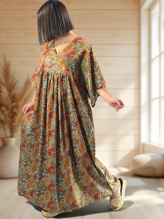 MATHILDA - ROBE LONGUE BOHEME SOIE JUSQU'A LA TAILLE 54