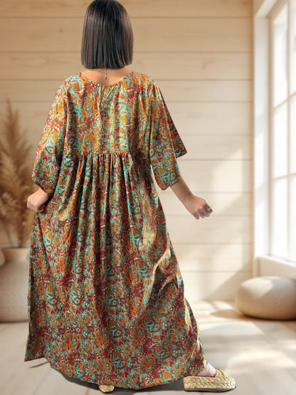 MATHILDA - ROBE LONGUE BOHEME SOIE JUSQU'A LA TAILLE 54