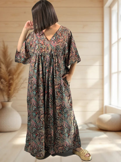 MATHILDA - ROBE LONGUE BOHEME SOIE JUSQU'A LA TAILLE 54