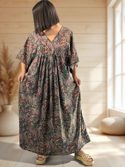 MATHILDA - ROBE LONGUE BOHEME SOIE JUSQU'A LA TAILLE 54