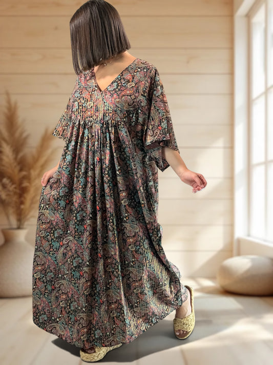 MATHILDA - ROBE LONGUE BOHEME SOIE JUSQU'A LA TAILLE 54