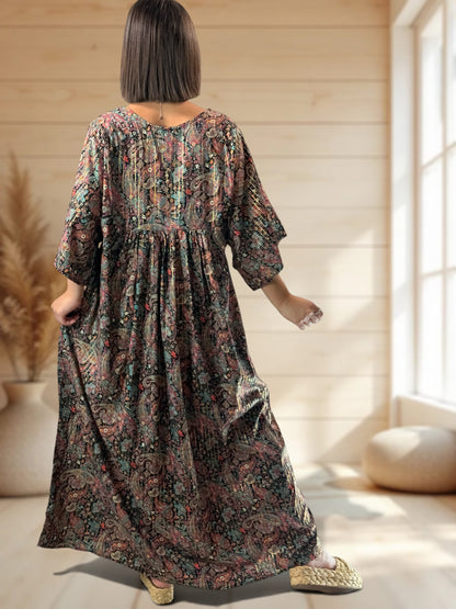 MATHILDA - ROBE LONGUE BOHEME SOIE JUSQU'A LA TAILLE 54