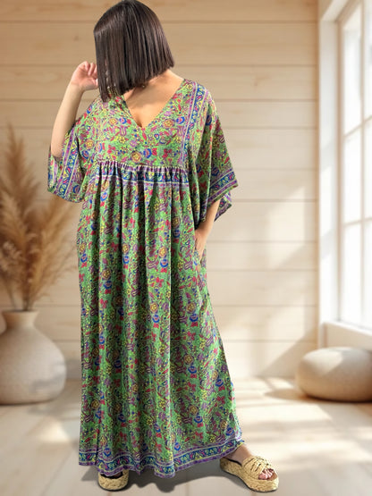 MATHILDA - ROBE LONGUE BOHEME SOIE JUSQU'A LA TAILLE 54