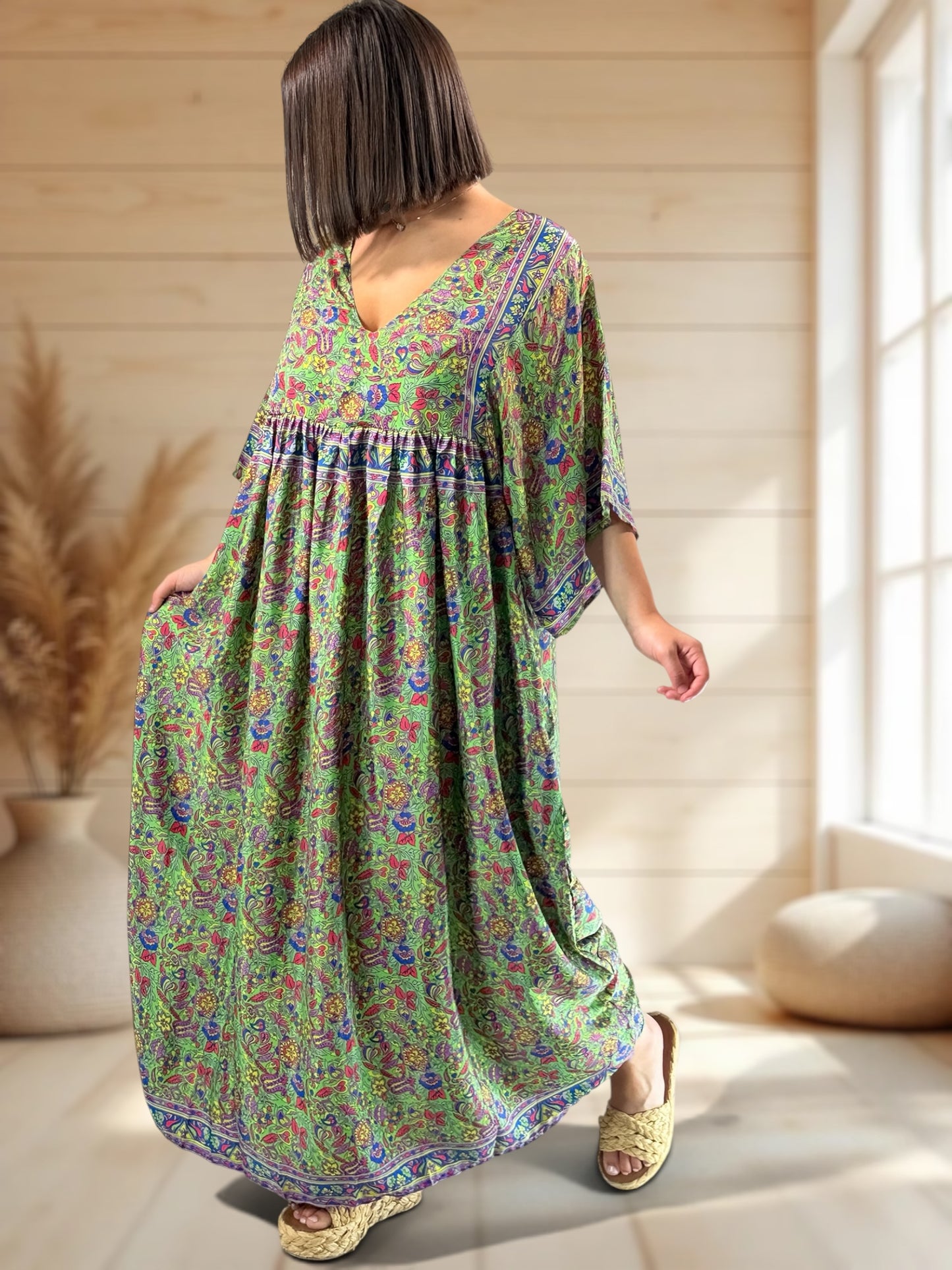 MATHILDA - ROBE LONGUE BOHEME SOIE JUSQU'A LA TAILLE 54
