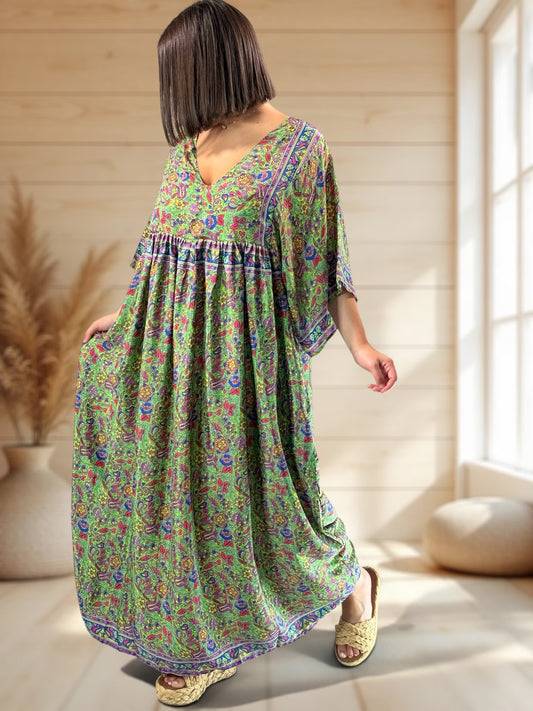 MATHILDA - ROBE LONGUE BOHEME SOIE JUSQU'A LA TAILLE 54