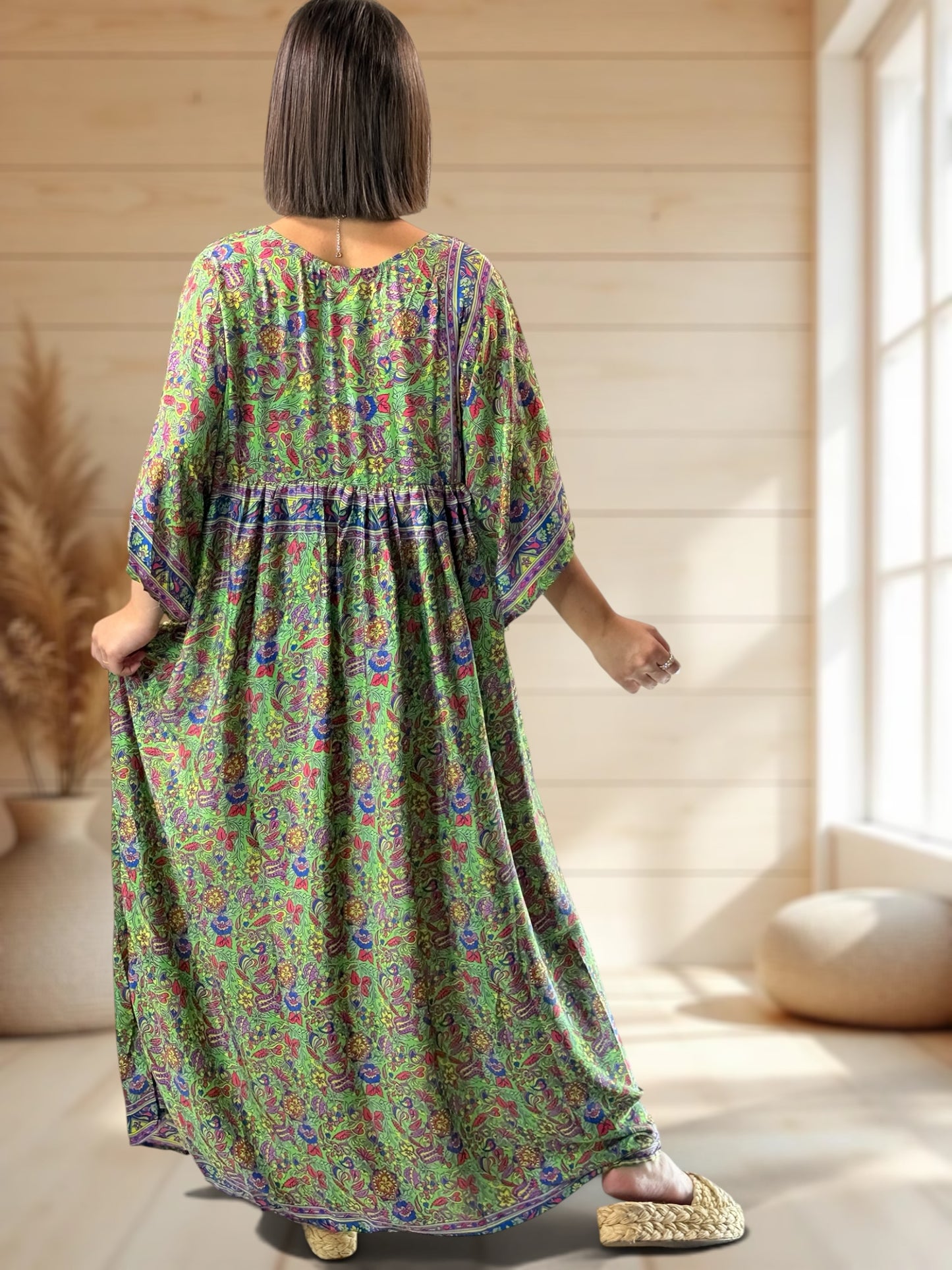 MATHILDA - ROBE LONGUE BOHEME SOIE JUSQU'A LA TAILLE 54