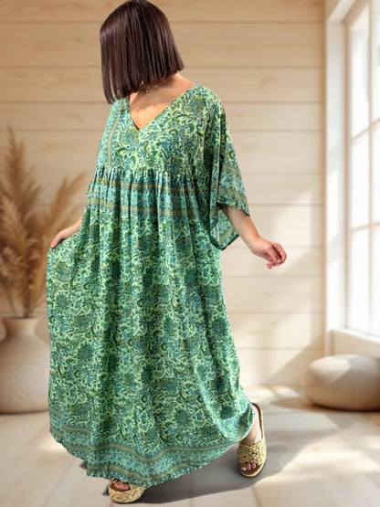 MATHILDA - ROBE LONGUE BOHEME SOIE JUSQU'A LA TAILLE 54