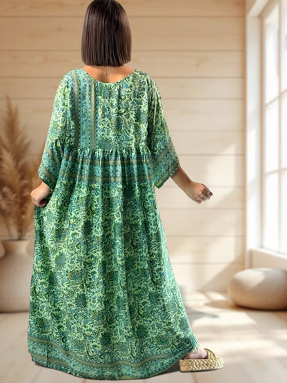 MATHILDA - ROBE LONGUE BOHEME SOIE JUSQU'A LA TAILLE 54