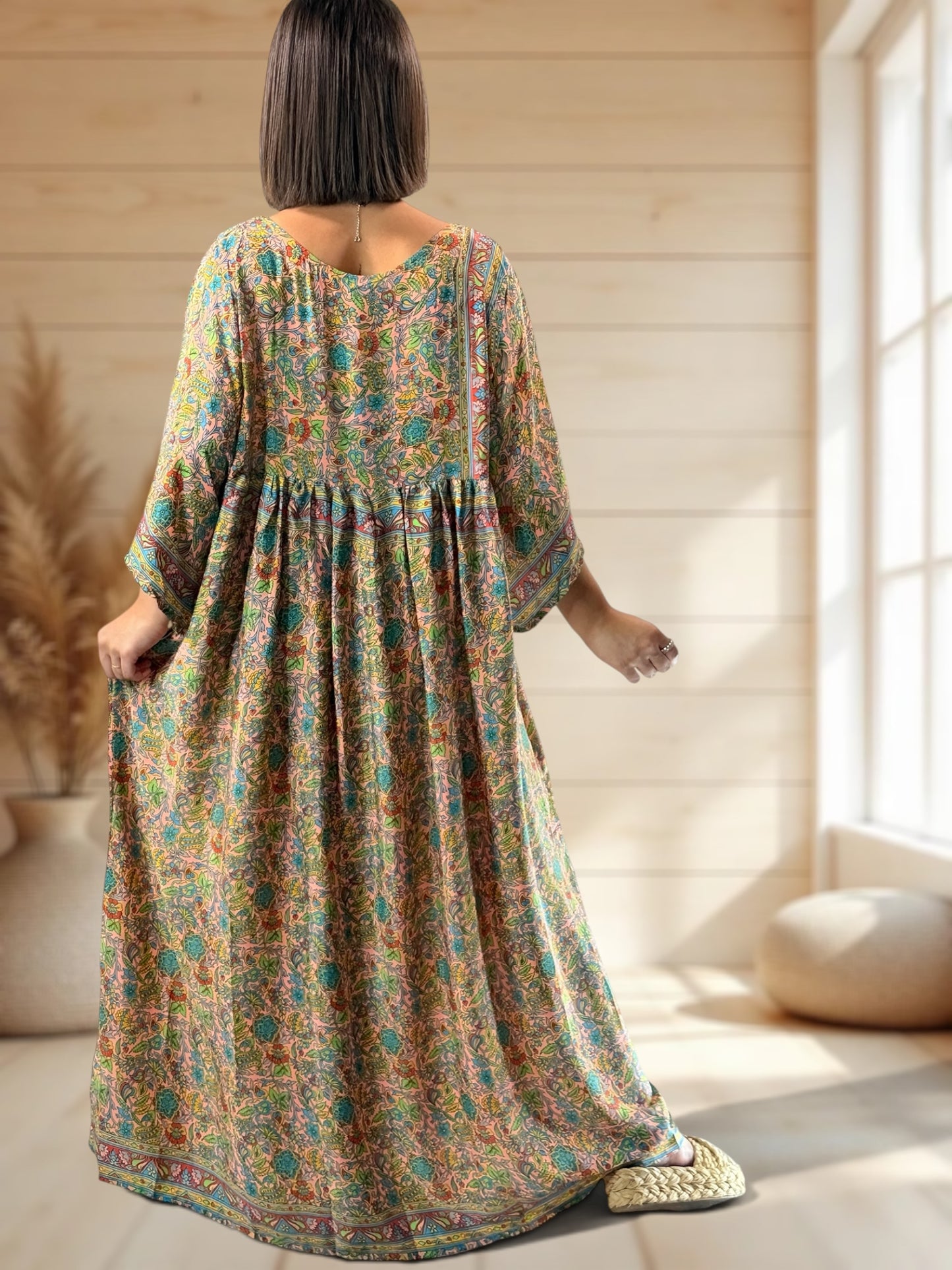 MATHILDA - ROBE LONGUE BOHEME SOIE JUSQU'A LA TAILLE 54