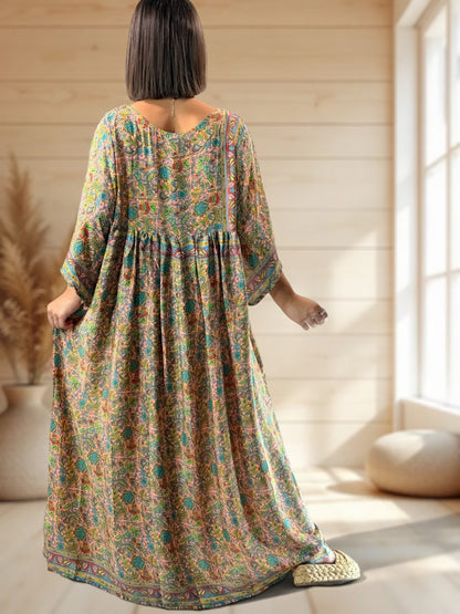 MATHILDA - ROBE LONGUE BOHEME SOIE JUSQU'A LA TAILLE 54