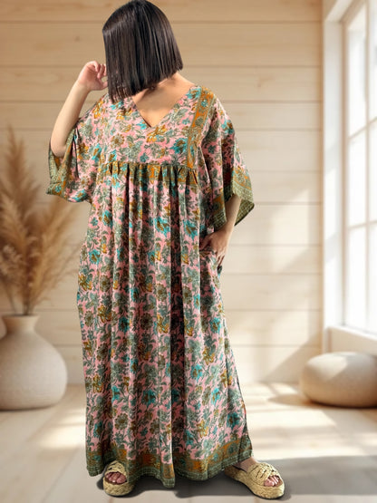 MATHILDA - ROBE LONGUE BOHEME SOIE JUSQU'A LA TAILLE 54