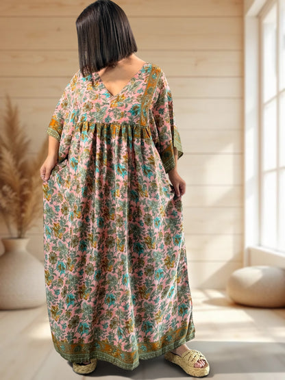 MATHILDA - ROBE LONGUE BOHEME SOIE JUSQU'A LA TAILLE 54