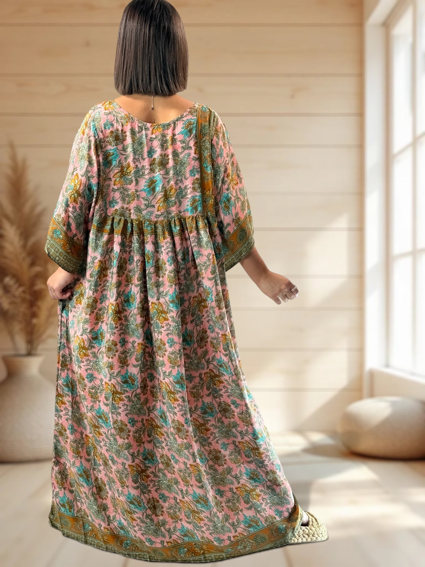 MATHILDA - ROBE LONGUE BOHEME SOIE JUSQU'A LA TAILLE 54