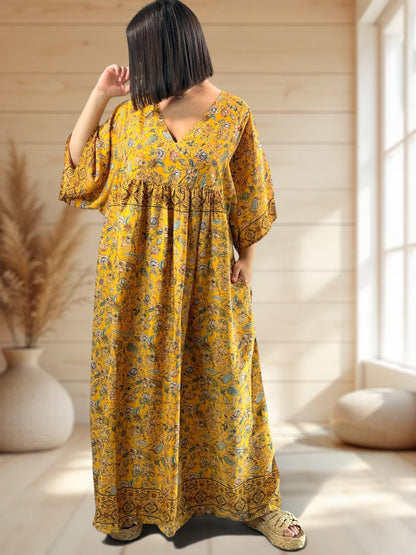 MATHILDA - ROBE LONGUE BOHEME SOIE JUSQU'A LA TAILLE 54
