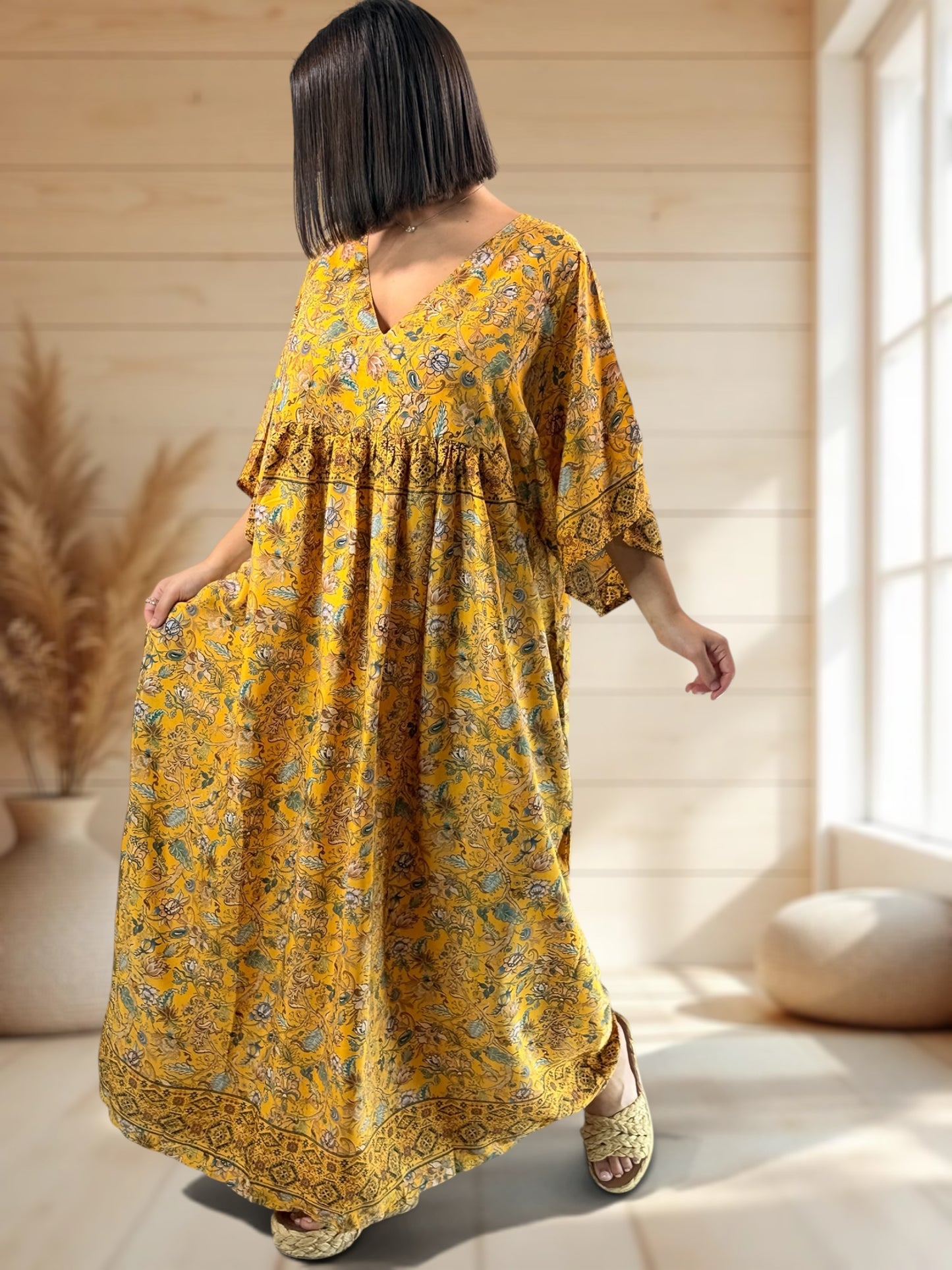 MATHILDA - ROBE LONGUE BOHEME SOIE JUSQU'A LA TAILLE 54
