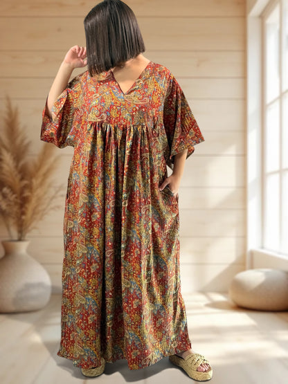 MATHILDA - ROBE LONGUE BOHEME SOIE JUSQU'A LA TAILLE 54